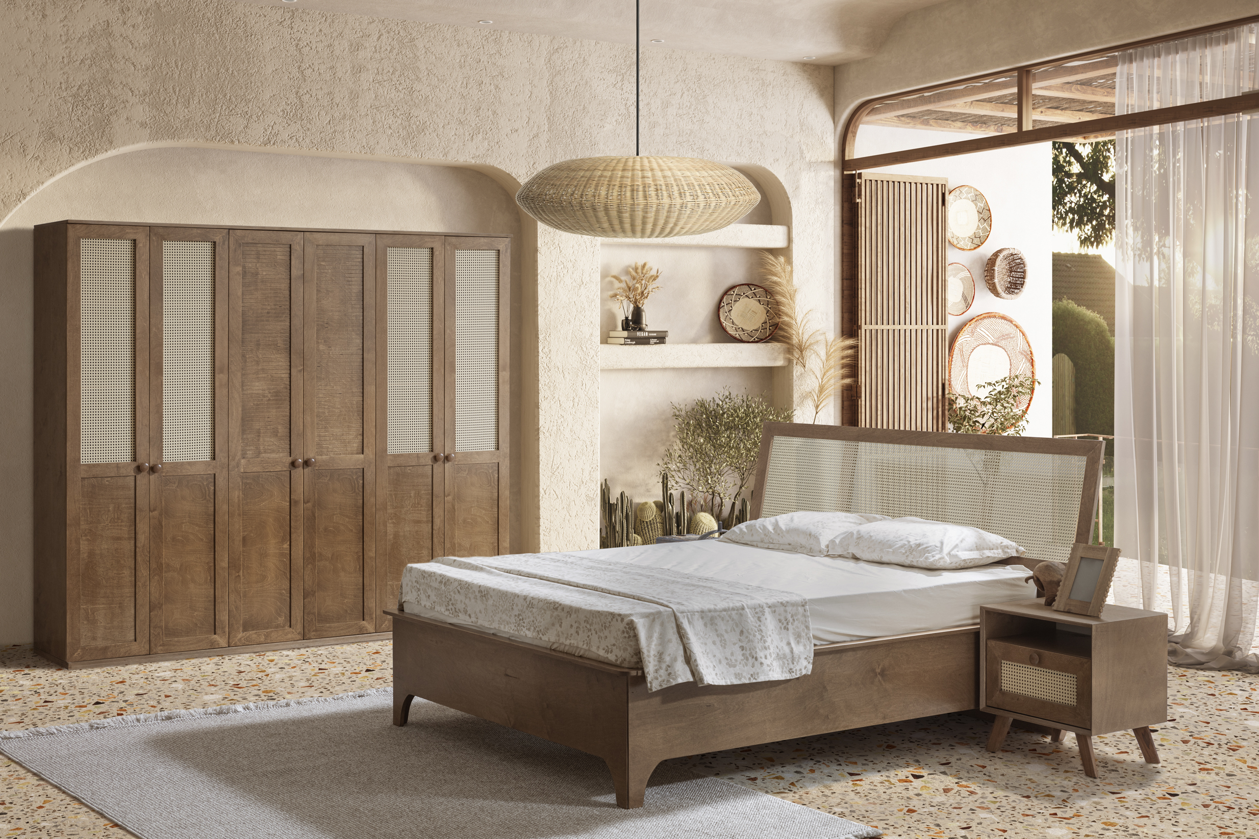 1 Valeria Yatak Odası Takımı Ceviz - Görsel 1