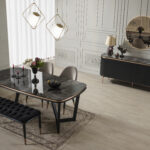 Tesla  Yemek Odası Takımı Siyah Bronz