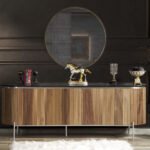 Tesla Yemek Odası Takımı Aynalı Konsol Ceviz Gümüş