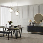 Tesla  Yemek Odası Takımı Siyah Gold