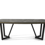 Tesla Yemek Odası Takımı Yemek Masası Siyah Gold