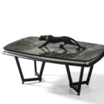 Tesla Yemek Odası Takımı Yemek Masası Siyah Gümüş