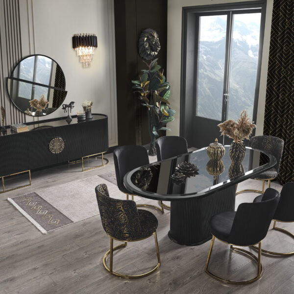 Gucci Black Gold Yemek Odası Takımı