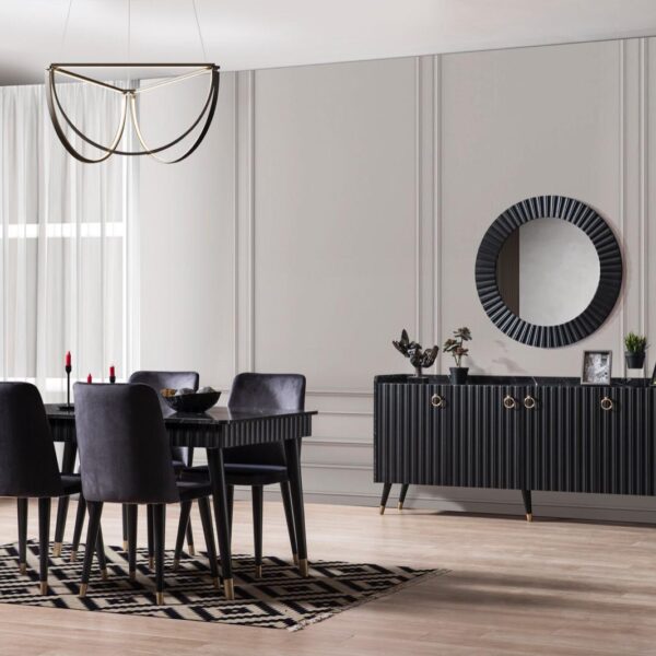 Zen Siyah Mermer Yemek Odası Takımı