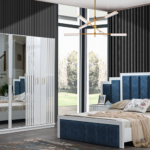 Ervanur Mavi Altın Yatak Odası Takımı