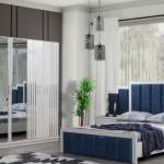 Ervanur Yatak Odası Takımı Mavi Gümüş