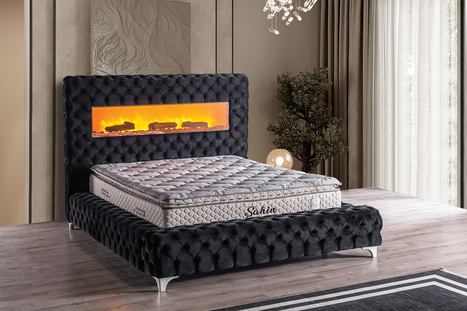 IMG_2893 Şahin Çift Kişilik Baza Başlık Yatak 160*200 - Görsel 1