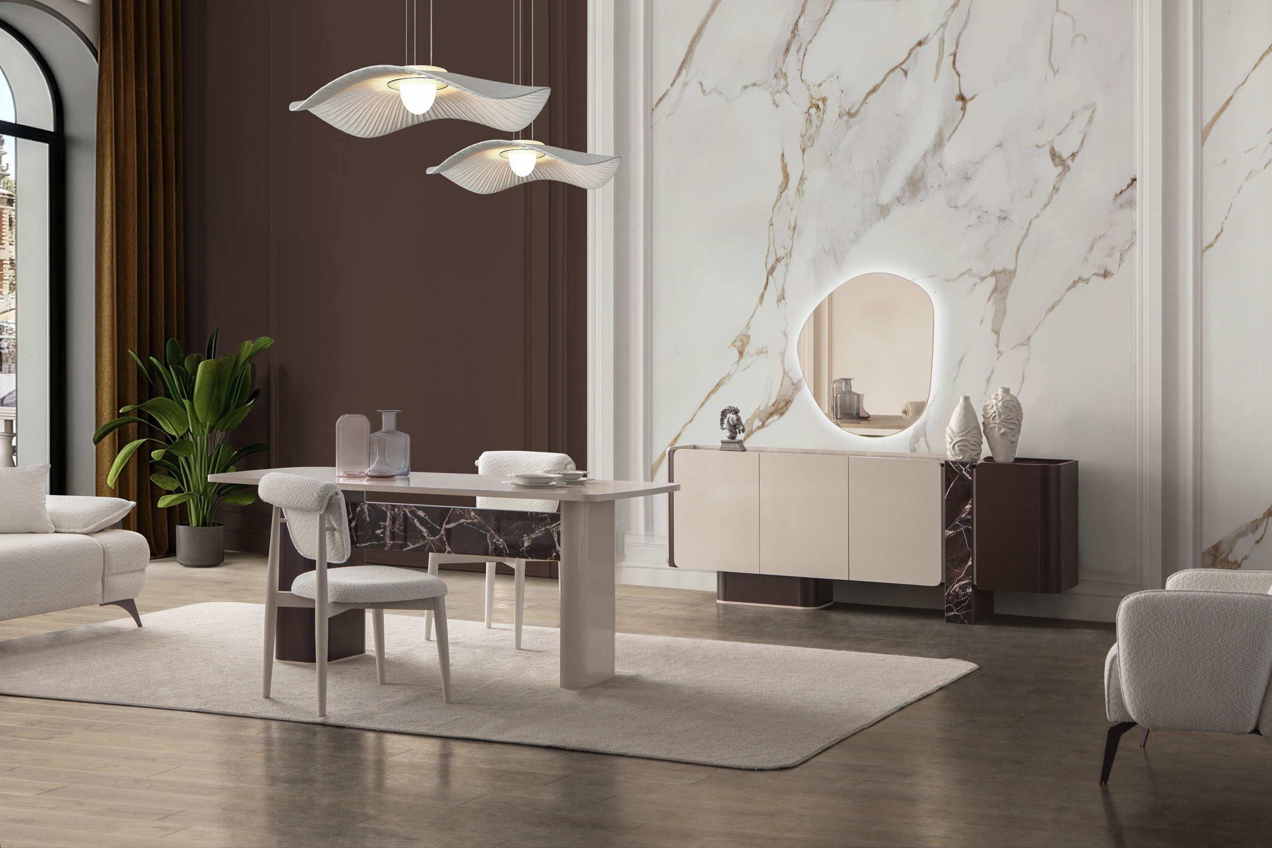 5Z2A5445 Bordolüx Yemek Odası Takımı - Görsel 1